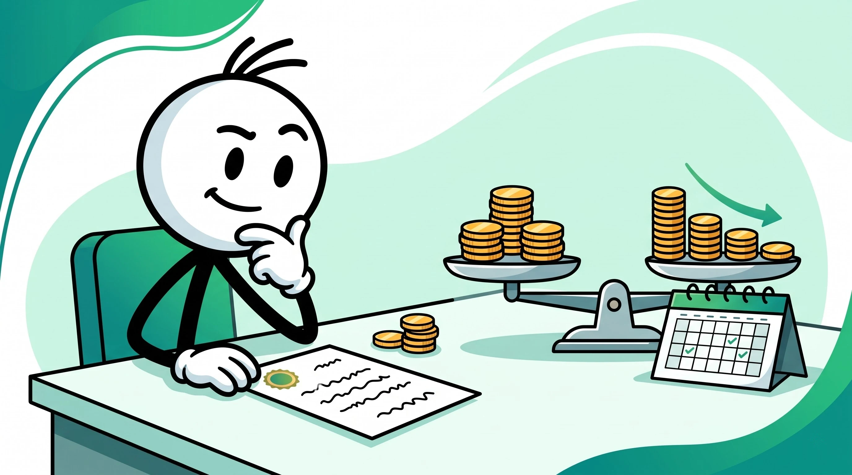 Stickman studying a loan statement with a magnifier